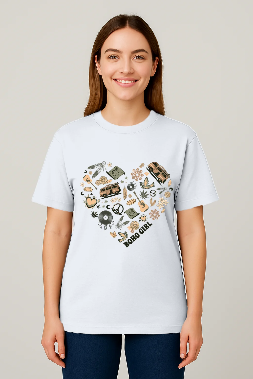 Boho Girl Poster White