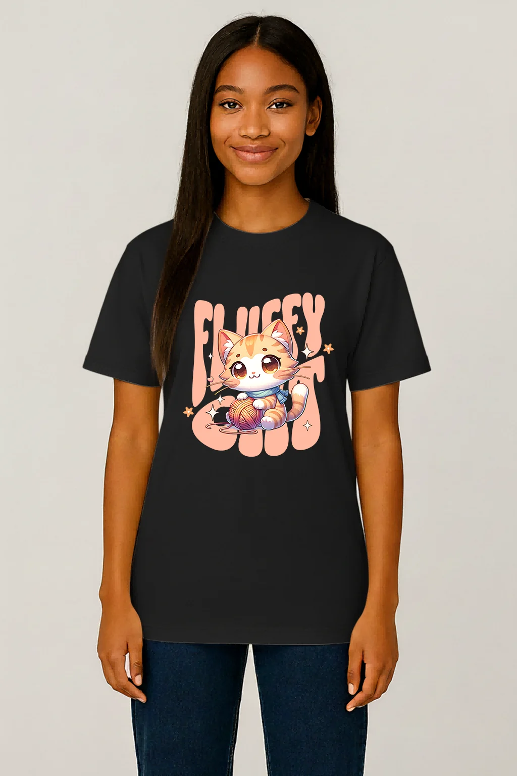 Fluffy Cat Black