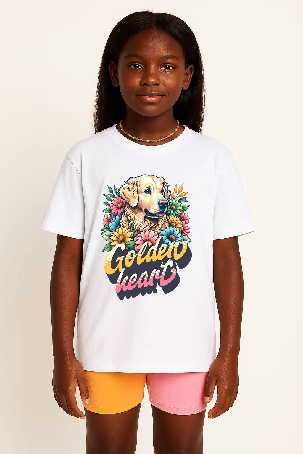 Goldden heart White