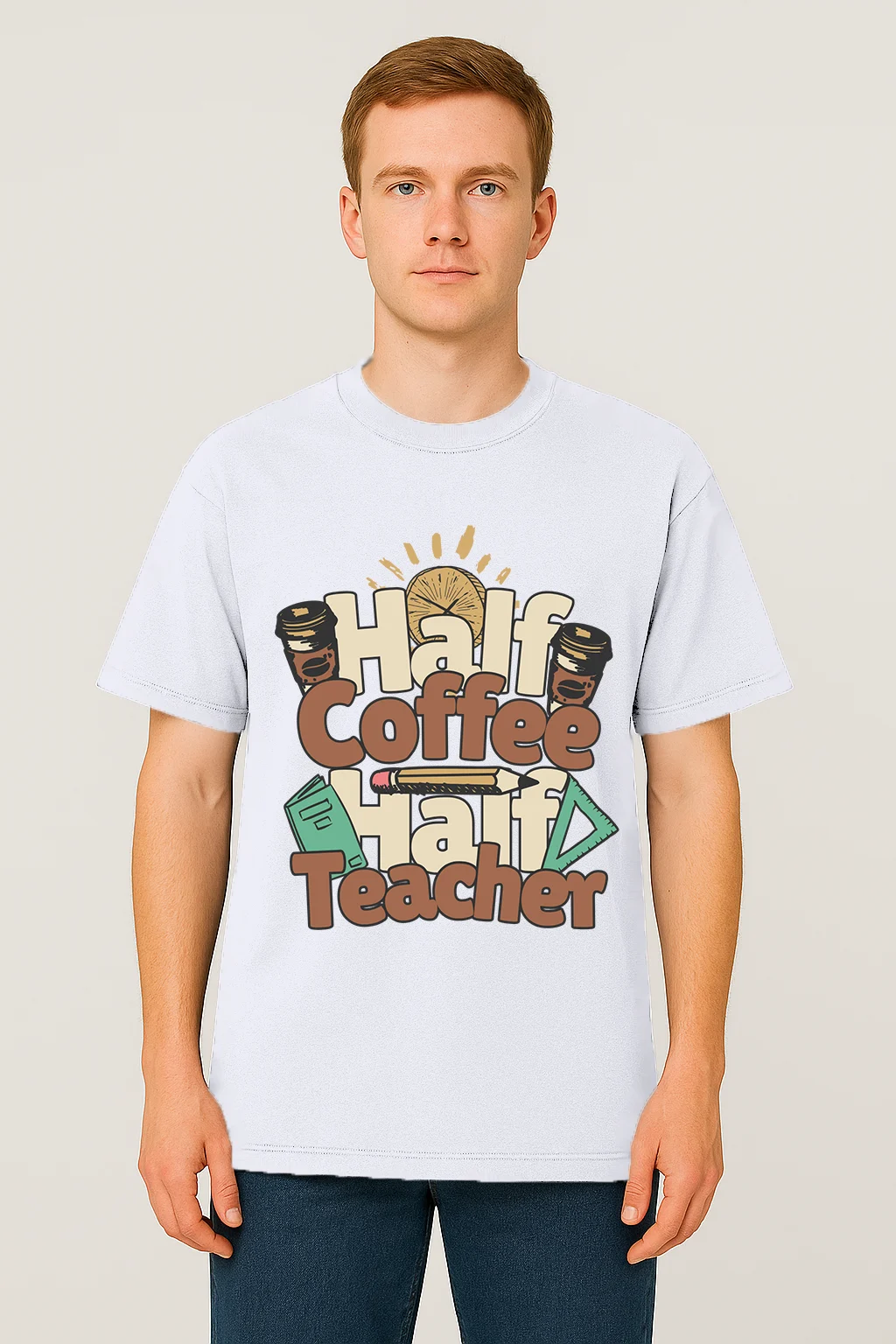 Half Coffe Half Teacher IvoryWhite
