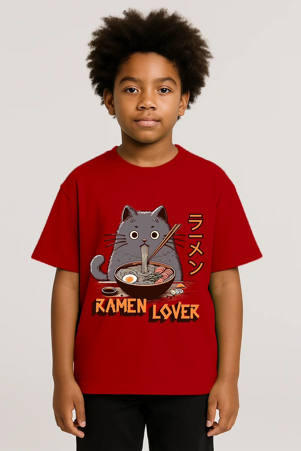 Japanese Cartoon Anime Style Eating Ranme BrightRed