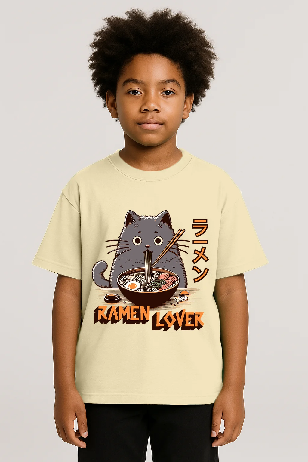 Japanese Cartoon Anime Style Eating Ranme CreamYellow