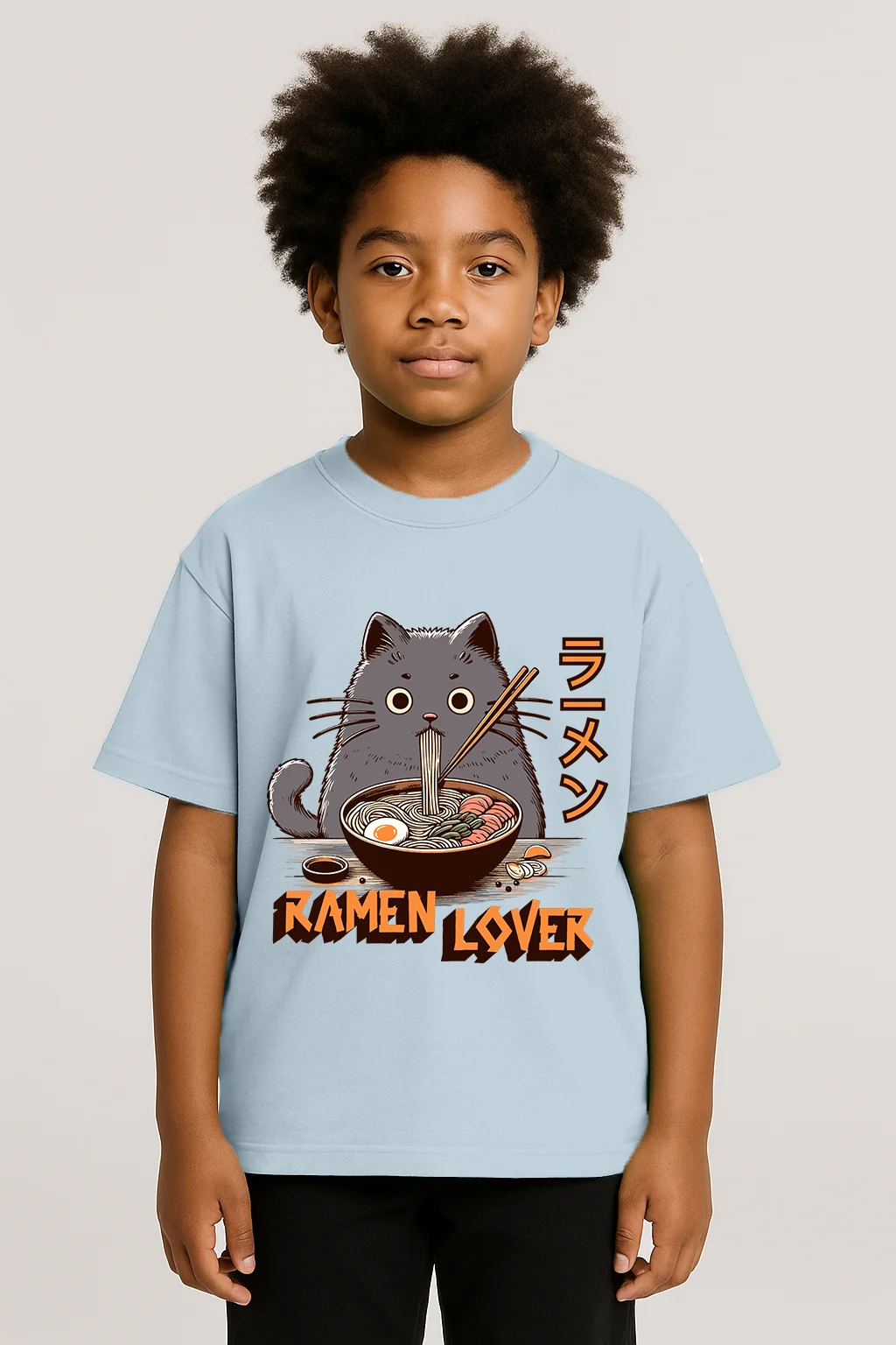 Japanese Cartoon Anime Style Eating Ranme SkyBlue