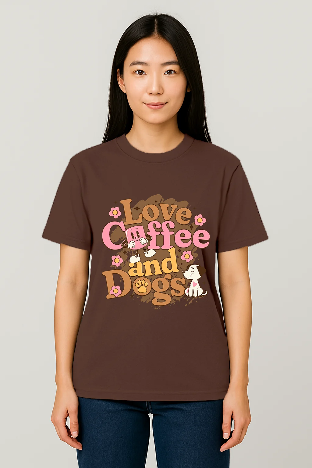 Love Coffe and Dogs A DarkBrown