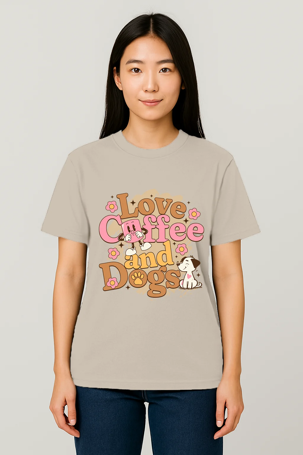 Love Coffe and Dogs A VintageWhite