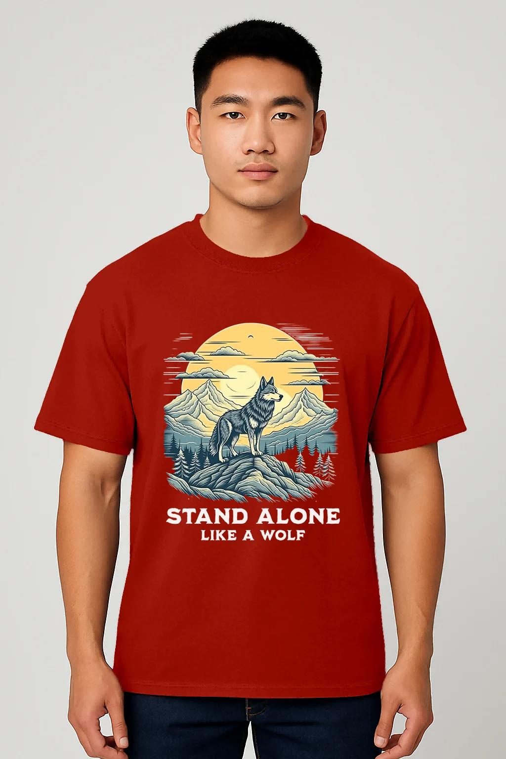 Stand Alone Like A Wolf ClassicRed