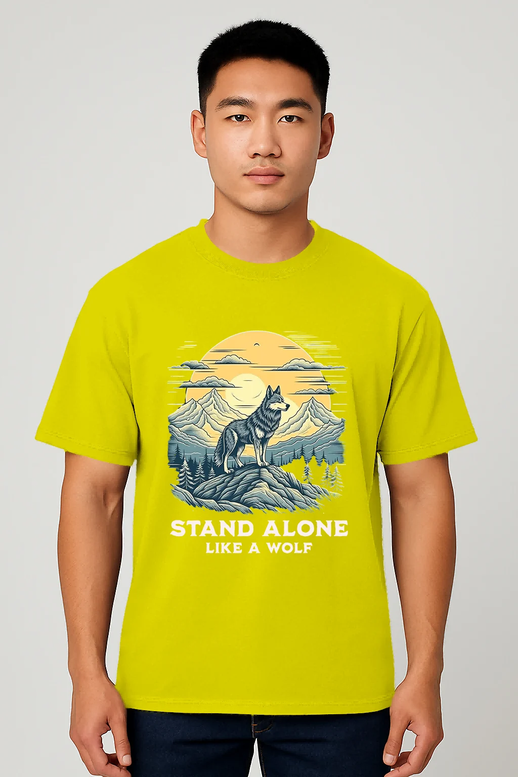 Stand Alone Like A Wolf LemonYellow